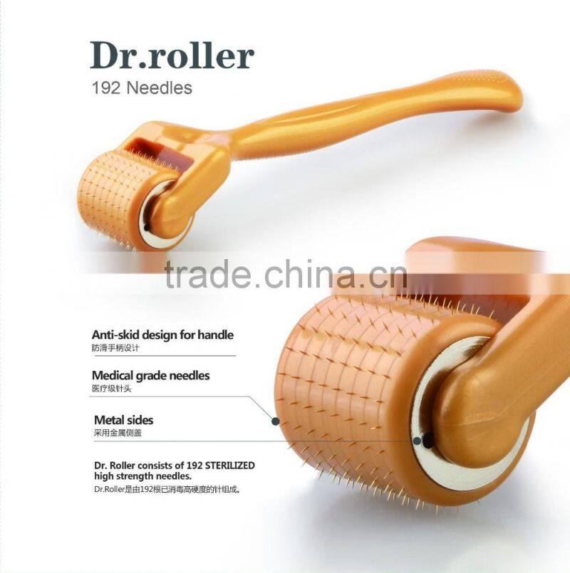 Hot sale 192 needles Gold color Titanium needles Dr.roller derma roller