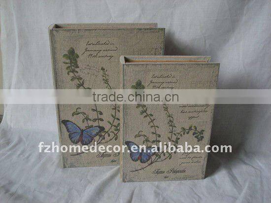 Linen Printing Storage Wooden Book Boxes