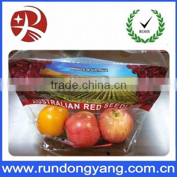 stand up pouch zipper fruit packing bag with air holes and handle