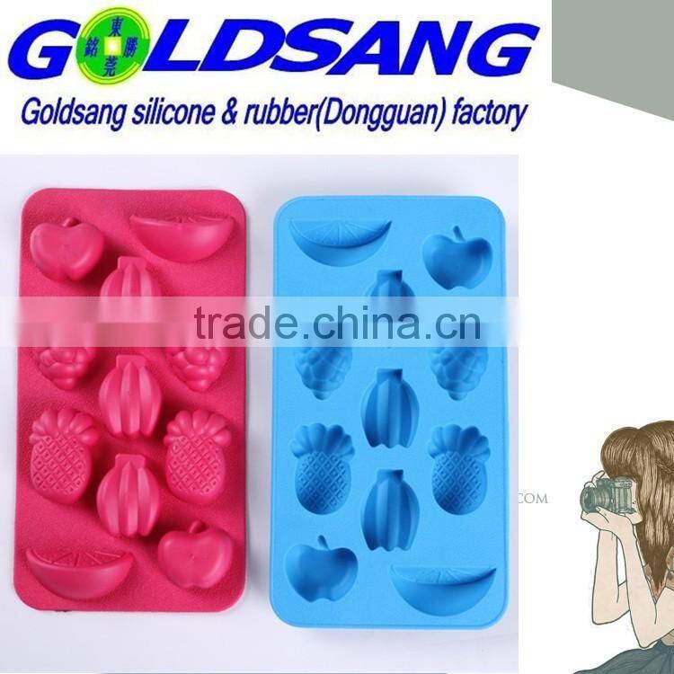 2015 FDA hot selling fruit shaped silicone ice cube tray