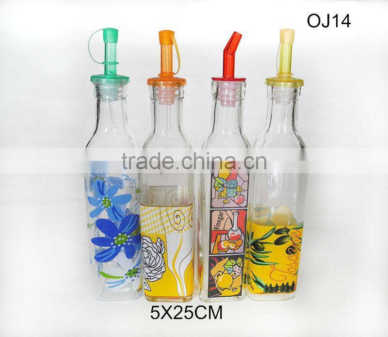 square with fragrant breath decal glass frosted effect oil bottle with plastic tube