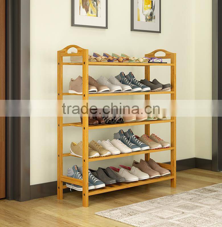 2017 new style bamboo shoe rack with handle