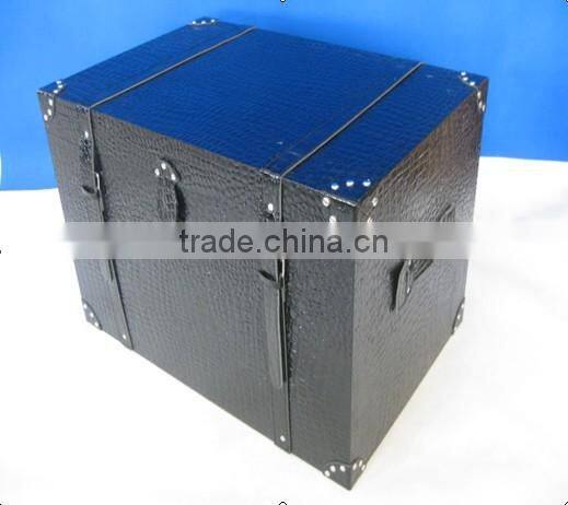 Black Waterproof Alligator Faux Leather Storage Box With Handle And Lock(Large)