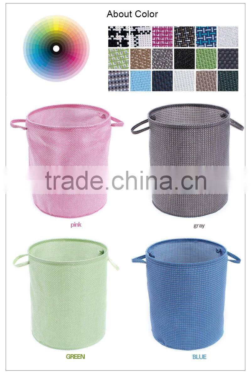 Round style laundry hamper with closing and rope handle, non-woven fabric laundry basket