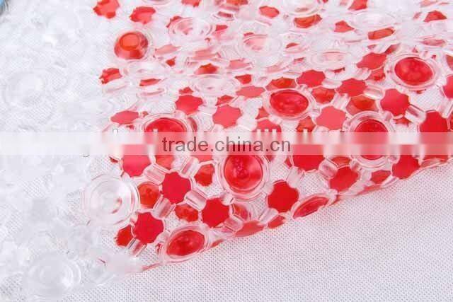 Transparent oval PVC anti slip bath mat with heart pattern/bathroom mat