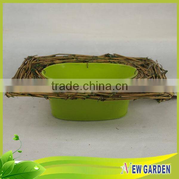 Cheap Handmade Large Different Shapes metal pot / straw basket