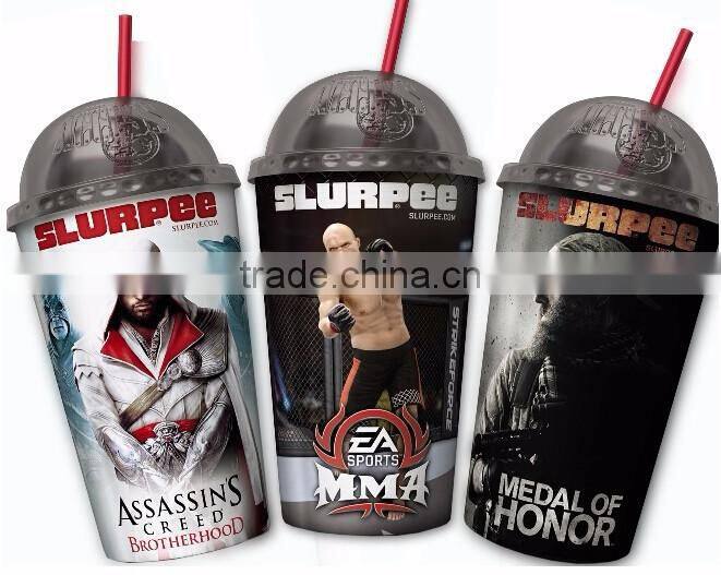 16oz Double Wall Clear Plastic Tumbler With Dome Lid And Straw