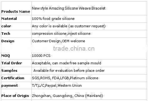 2014 new style silicone weave bracelet