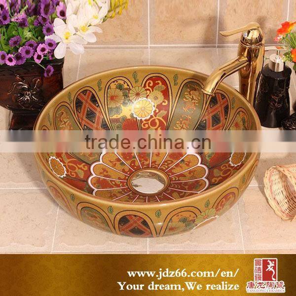 Fine black glazed Chinese calligraphy design ceramic art basin