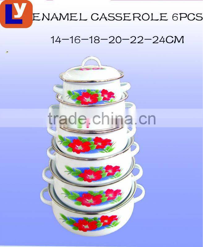 676DB 14-24CM cookware set with normal handle hot seal enamel casserole