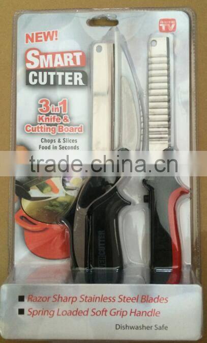 3 in 1 Kitchen Clever Scissors Shears Multi Function Clever Cutter Food Choppers Smart Knife Board Vegetable Slicer