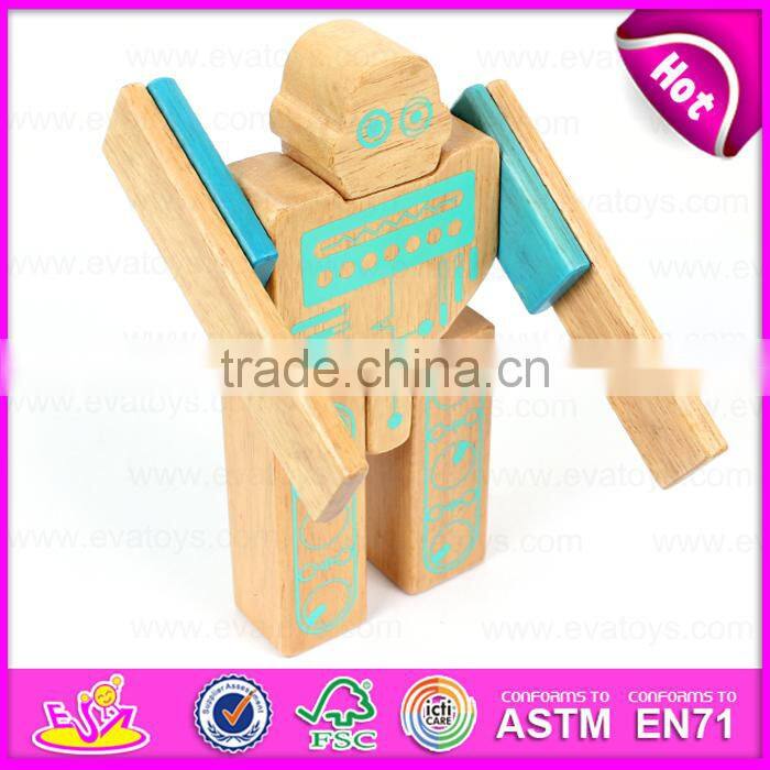 3D Construction set small flexible magic wooden robot,Educational Toy Wooden Robot Kit for children W03B046