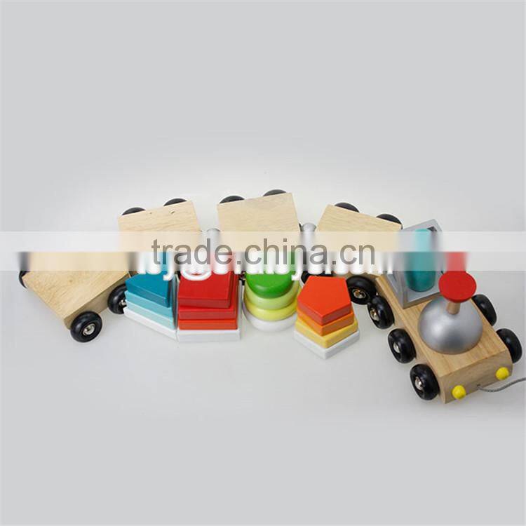 Best design educational children wooden stacking blocks train toy W04A270