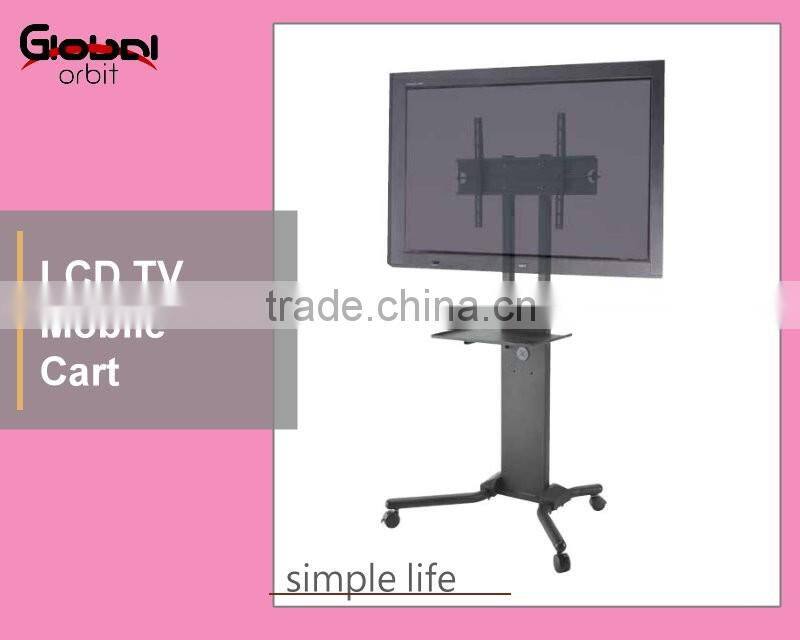 Metal TV Holder Adjustable LCD Monitor Display Mobile TV Cart With Wheel