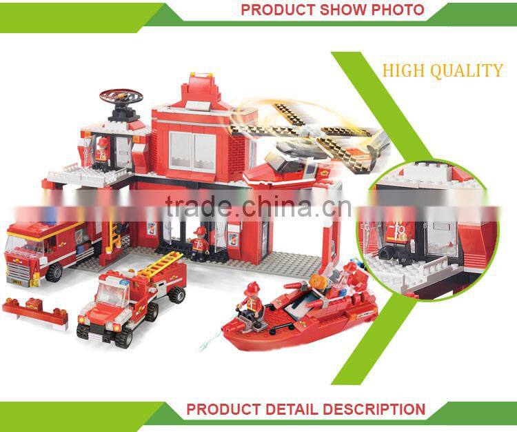 Creative diy fire fighting truck toy plastic construction toy sticks