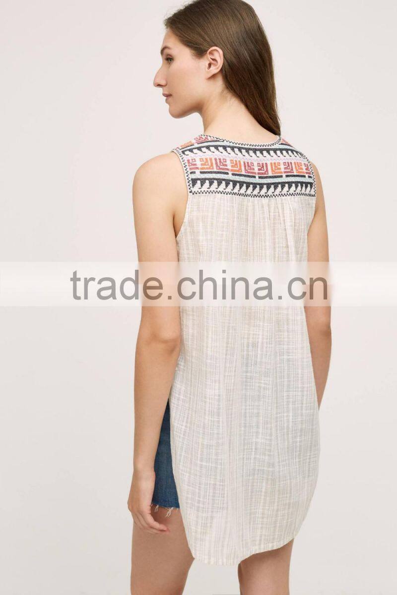 Evynne Embroidered soft cotton TANK TOPS