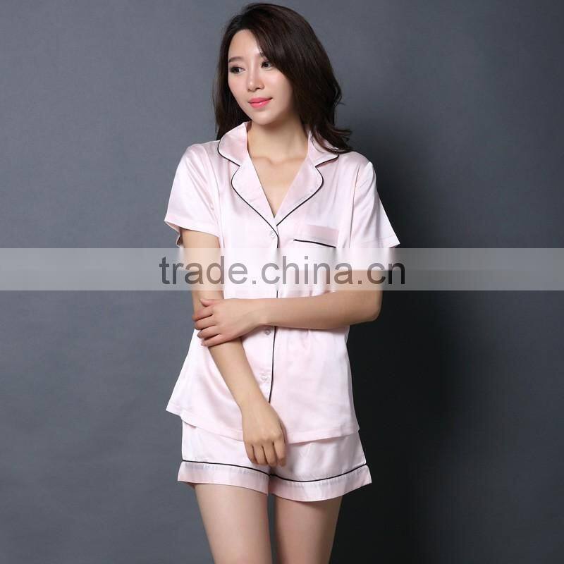 100% cotton sexy pajamas for women fabric for pajamas short sleeve women pajamas