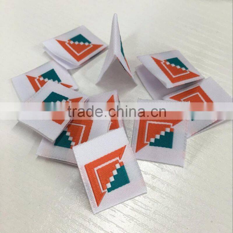 2017 high quality mitre folded high density damask woven labels
