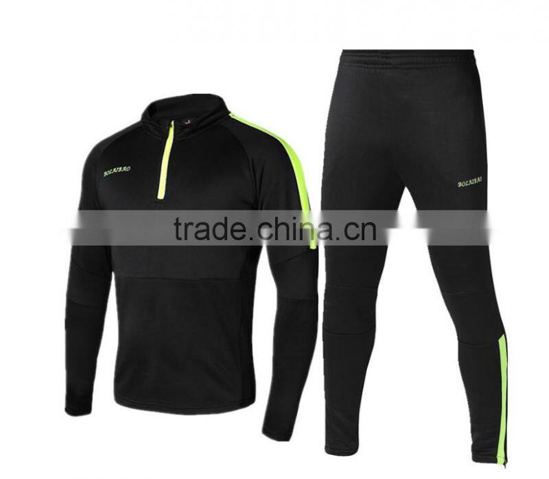 Customized mens long sleeve football training single jersey bodybuilding tracksuit polyester team sport skinny gym uniform