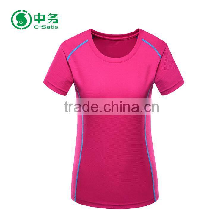 New Pattern Quick Dry Round Neck Sublimation Sport Running T Shirt for Women