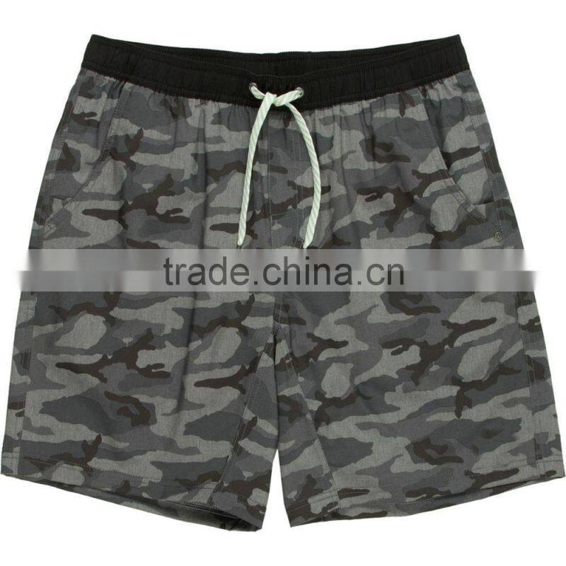 Anti-Odor Technology Mesh Pocket Bags Swimsuit Recycled 4-Way Stretch Material Custom Fit Shorts Allover Military Pattern Printi