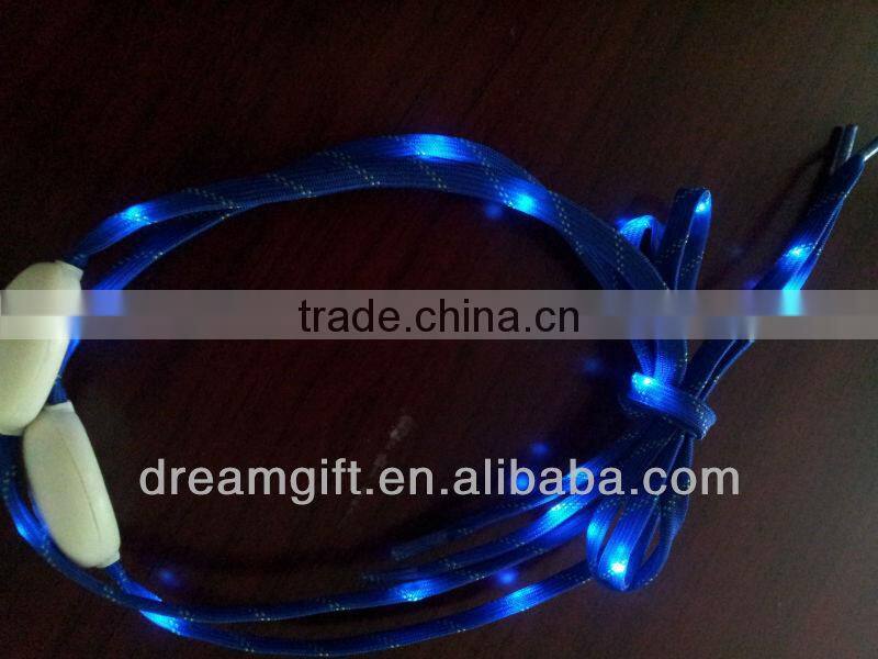 2015 new model real nylon LED shoe laces same as normal shoe lace flashing in the night