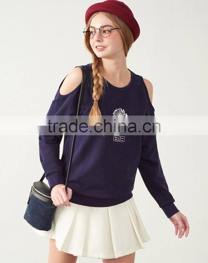 Sexy high quality printing wholesale women off shoulder sweatshirt