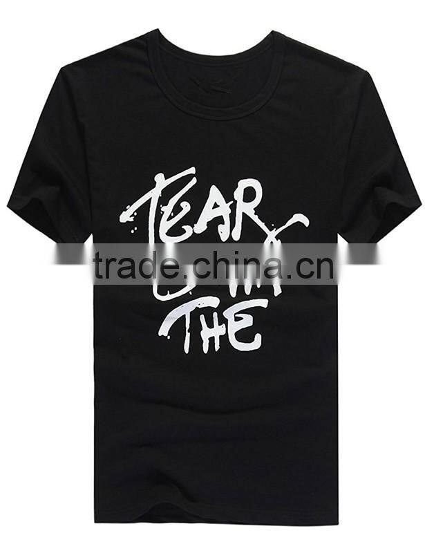 Wording fancy printed t-shirt made in China