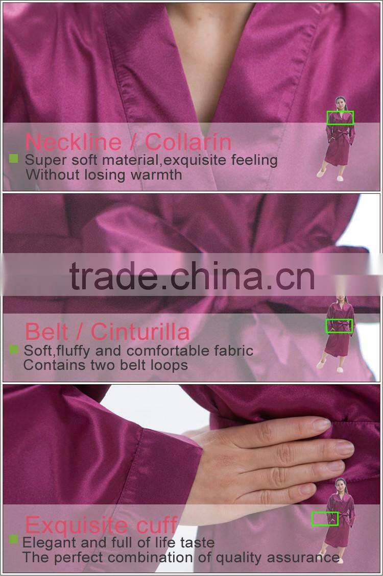 Soft touch 100 polyester branded silk bathrobe women
