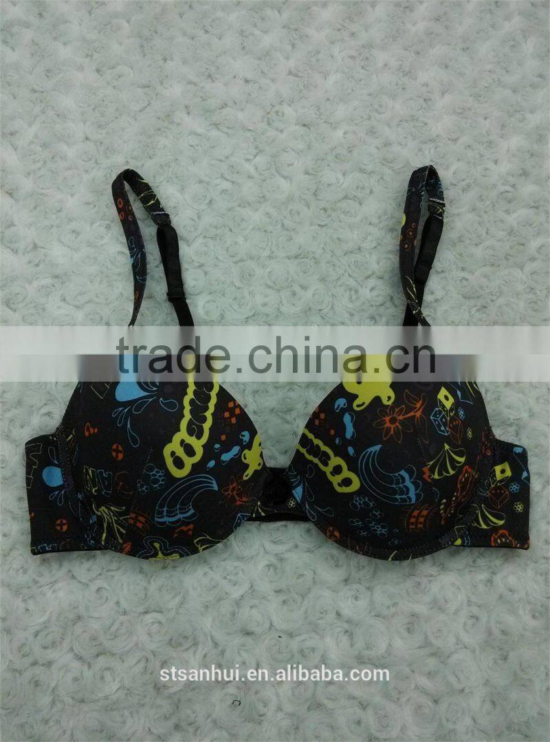 stylish hot sale sexy lady bra with colorful printing