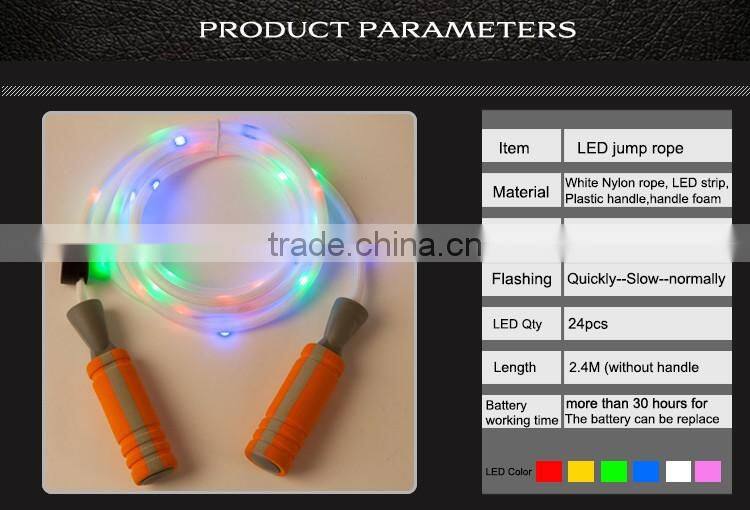Promotion OEM nylon pp sparkling jumping rope/skipping jump rope