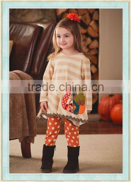 Baby Girl 2017 new product private custom Pumpkin Shirt Ruffle Pants Fall Boutique outfit Long set Kids clothes