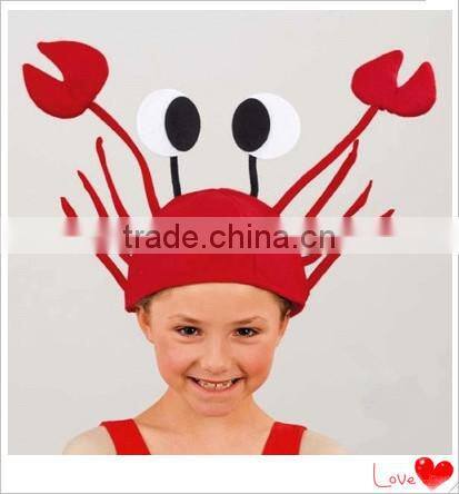 EN71 Customizable Adult Novelty Hats Crab Hat lovely carnival felt funny hat