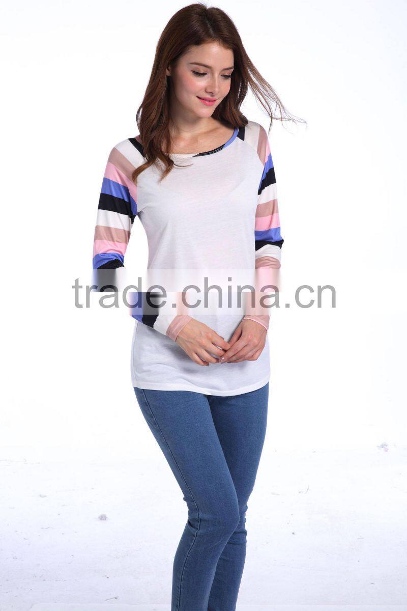 Fashion Patchwork Knit Autumn Long Sleeve Blouse Manufacture Wholesale Women Fashion Apparel 2017