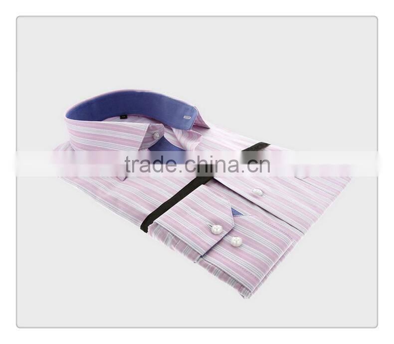 Beautiful different collar and cuff round bottom casual vertical striped mens shirt