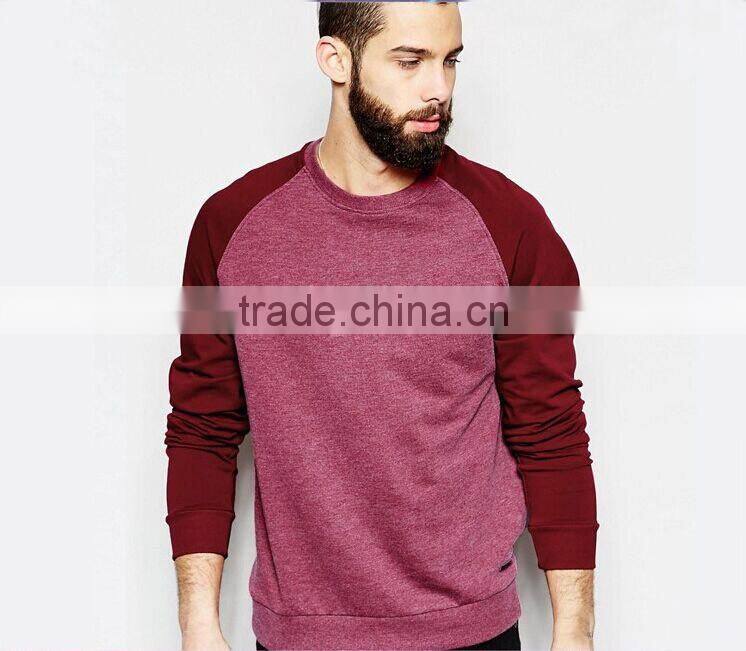 Wholesale Men Pullover contrast color raglan sleeve sweatshirt hoodie