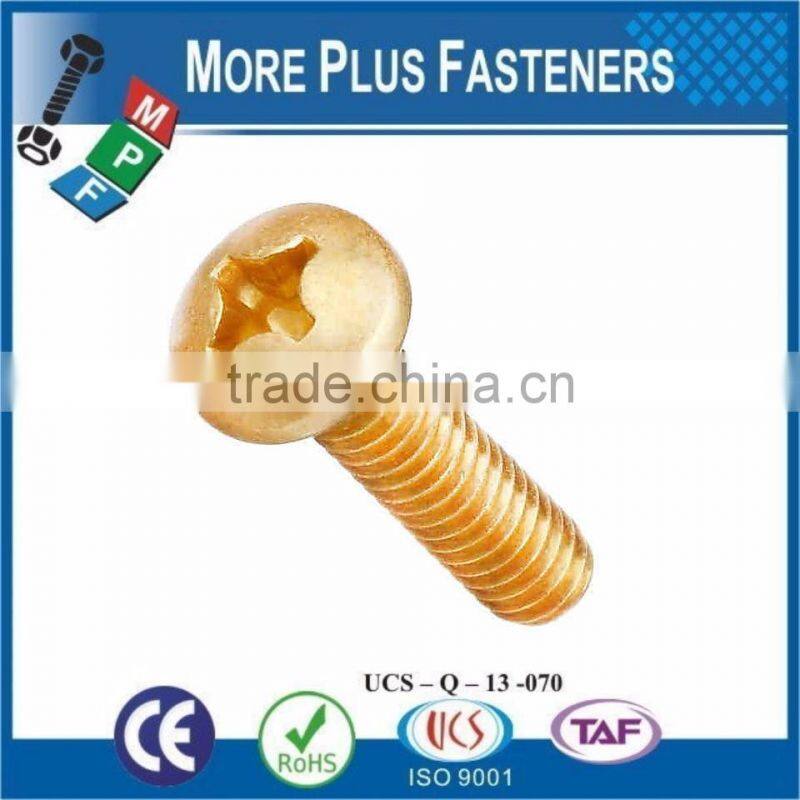 Made in Taiwan DIN 7985 Recessed Raised Cheese Head Screw Brass Stainless Steel Zinc Plated DIN 7985