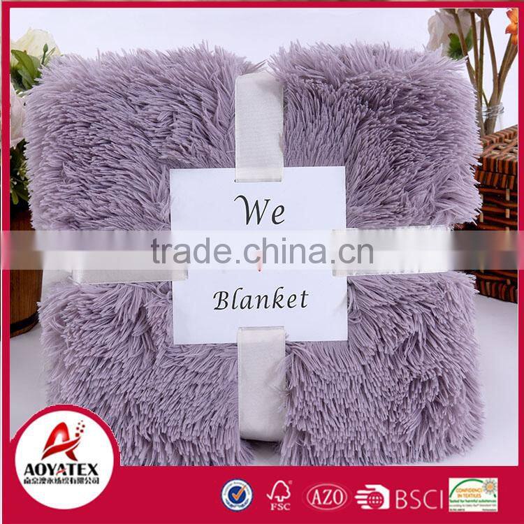 fashion pattern pv long pile fake fur throw micromink blanket