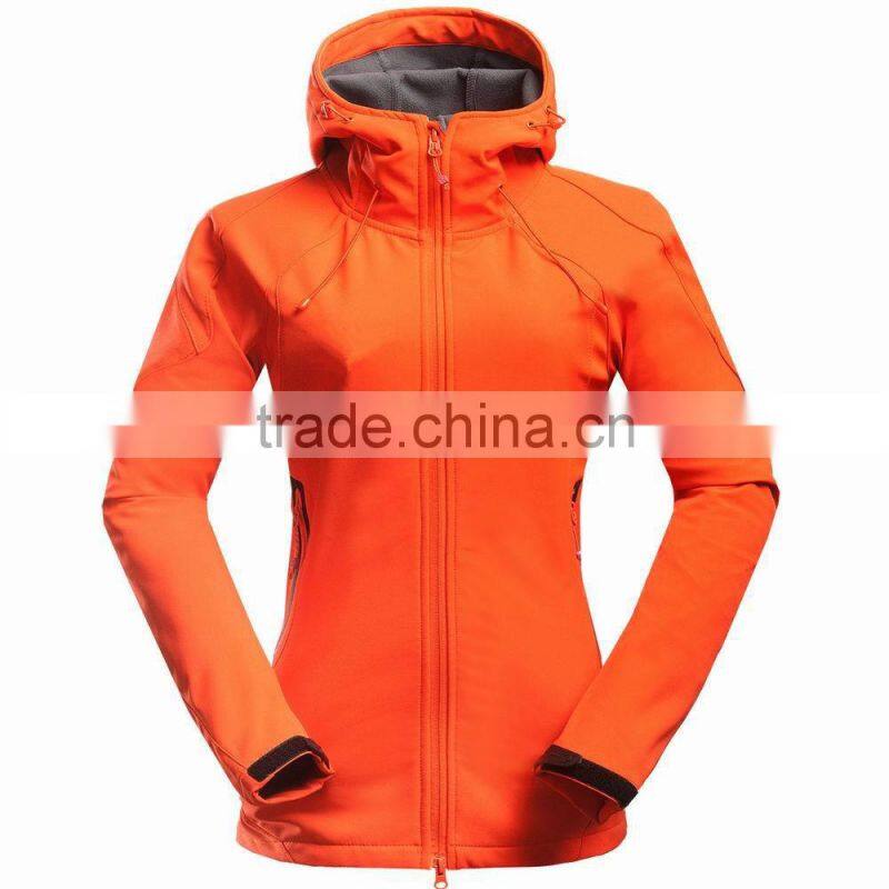 2016 Orange Women Softshell Jacket with hood