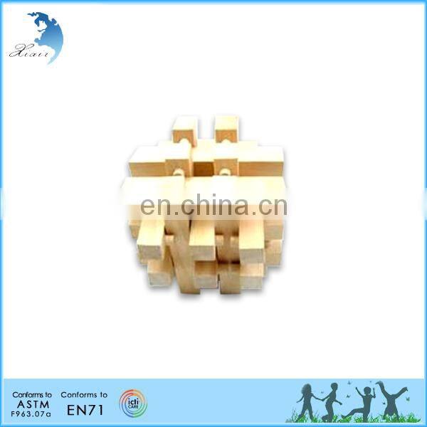 High quality 3d wooden intellectual cube puzzle for kids