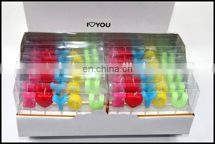 "I Love YOU" letters shaped stick candles for valentine' day decoration
