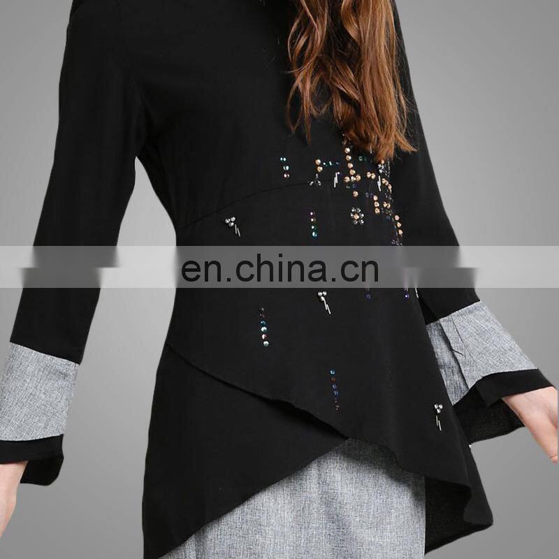 2017 Modest designer beaded baju kurung malaysia baju melayu islamic women suits