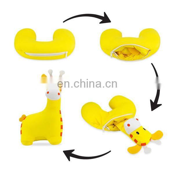 Convertible 2 in 1 memory foam neck pillow Custom kids stuffed animal soft plush dragon dinosaur u shape travel pillow