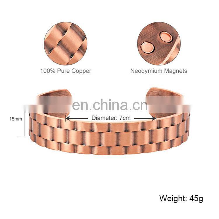 High powered magnets arthritis pain relief mens pure copper magnetic bracelet