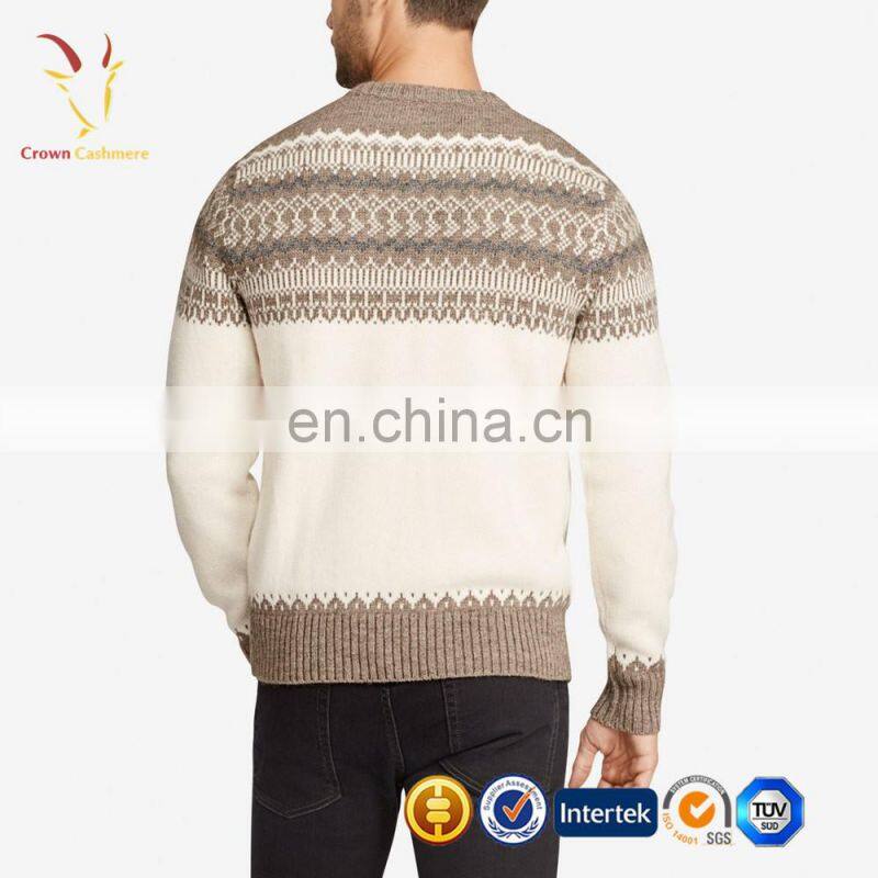 men winter heavy cashmere pullover Intarsia sweater