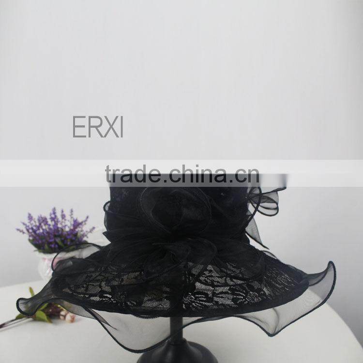 Wholesale 100% Sinamay Fabric Base Lace Church Sinamay Hat For Women