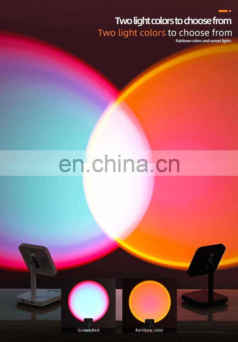 Sunset Night Light Atmosphere Mood Lighting Usb 180 Degree Tiktok Smart White Led Lamp Sunset Projector Lamp Light