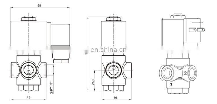 COVNA DN10 3/8 inch 3 Way 12V DC Universal Operation Direct Acting Stainless Steel Mini Solenoid Air Water Valve