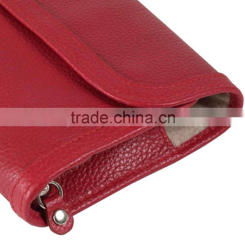 real pebbled leather ladies jewelry roll travel jewelry organizer bag wholesale