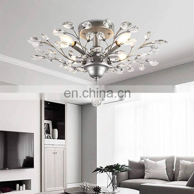 modern lamp luxury living room chandelier bedroom lamp villa round creative iron crystal lighting